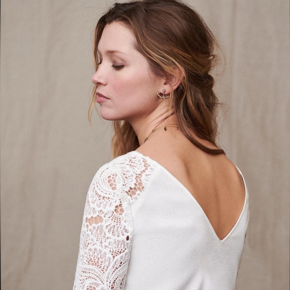 Sézane Claudia Lace Blouse White Size 38 (Medium) - Picture 2 of 7